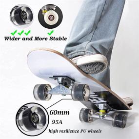 img 3 attached to Beginner Skateboards for Boys and Girls - Mr Bear, 31.1x7.87 - Double Kick 7-Layer Maple Deck Concave Skateboard for Enhanced Stability - Ideal for Teenagers and Adults