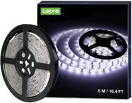 🎄 lepro 12v led strip light, flexible, waterproof, smd 2835, 16.4ft tape light for christmas, home, kitchen and more, daylight white – power adapter excluded логотип