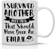 🙄 i survived another meeting that could have been an email - 11oz ceramic coffee mug - sarcastic office meeting gag - funny gifts for bosses, ceos, managers, employees, family and friends - by cbt mugs logo