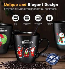 img 3 attached to 🎅 Set of 6 Large 16 oz Christmas Holiday Ceramic Coffee Mugs - Funny Novelty Mugs, Decorative Gift, Matte Black Finish