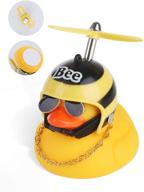 🦆 yumkubis duck toy car decorations: rubber duck car ornaments and bee-themed bike bell with propeller helmet & horn light for kids, adults, men, women logo