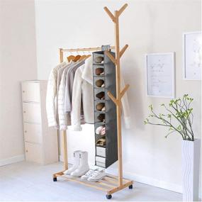 img 1 attached to 👠 Hanging Shoe Shelves: 10-Shelf Organizer for Closet, Shoes Holder Storage, Breathable Fabric, 2-Pack