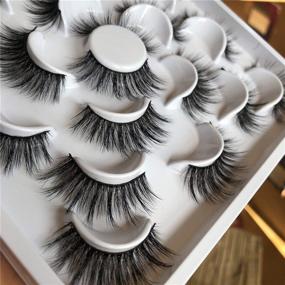 img 3 attached to 👁️ ALICROWN Fluffy Mink Lashes - 10 Pairs of Handmade Faux Eyelashes for Dramatic Volume, Crossed Style, Thickness, and Soft Reusability