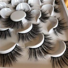 img 2 attached to 👁️ ALICROWN Fluffy Mink Lashes - 10 Pairs of Handmade Faux Eyelashes for Dramatic Volume, Crossed Style, Thickness, and Soft Reusability