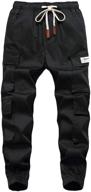 tlaenson boys cargo pants: stylish cotton casual drawstring joggers with elastic cuffs logo