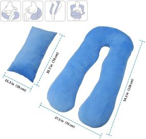 img 1 attached to 🤰 MANDZIXIN Pregnancy Pillow - U Shaped+Body Pillow, Velvet Separate Support, Removable Cover, Light Blue - Side Sleeping, Back Hips and Legs Support for Pregnant Women