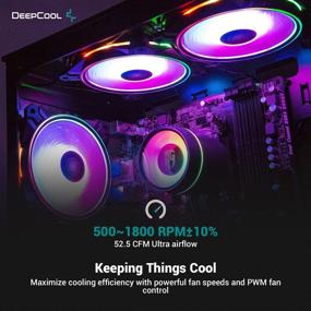 img 2 attached to DEEPCOOL CF120 Plus: Набор из 3 вентиляторов PWM High-Airflow 3x120 мм с двумя зонами подсветки A-RGB и тихой работой - управление через материнскую плату или включенный контроллер