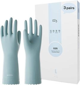 img 4 attached to 🧤 LANON Wahoo Medium PVC Household Cleaning Gloves - Set of 3 Pairs, Reusable Unlined Dishwashing Gloves, Non-Slip