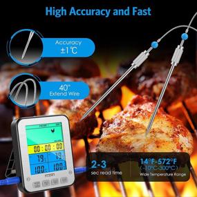 img 3 attached to 🔥 Digital Grill Thermometer with Dual Probes, Clock Timer & LCD 3.6" Backlight - Ideal for Cooking, Baking, Turkey, BBQ