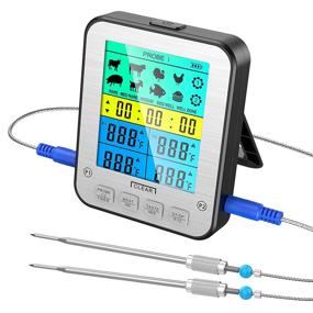 img 4 attached to 🔥 Digital Grill Thermometer with Dual Probes, Clock Timer & LCD 3.6" Backlight - Ideal for Cooking, Baking, Turkey, BBQ