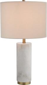 img 3 attached to 🔮 Rivet Mid-Century Modern Marble Pillar Table Desk Lamp - 22"H, White Marble & Brass