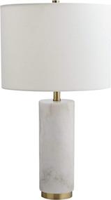 img 4 attached to 🔮 Rivet Mid-Century Modern Marble Pillar Table Desk Lamp - 22"H, White Marble & Brass