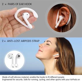 img 2 attached to 🎧 Чехол для AirPods TOLUOHU: набор аксессуаров из силикона 12 в 1 для AirPods 1 и 2 - защитный чехол, кожа, ремешок для часов, насадки, ремешок, держатель, крючки для ушей, брелок, удобная коробка (черный)