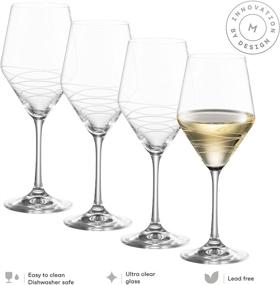 img 2 attached to 🍷 Premium Crystal Clear White Wine Glasses - Set of 4 | Chic Long Stemmed Glasses with 16 Ounce Capacity | Perfect Wine Gift for Wedding, Anniversary, Christmas, Birthday | Crafted in Europe