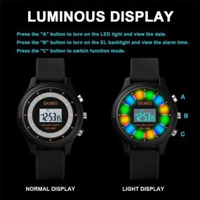 img 1 attached to 🕘 CakCity Kids Digital Sport Watch: Waterproof Electronic Multi Function Cute Outdoor Timepieces for Boys and Girls aged 5-15