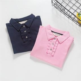 img 1 attached to 👕 Ipuang Girl Long Sleeve Cotton Ruffle Polo Shirt Top: Stylish and Comfy for Trendy Girls