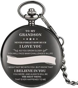 img 2 attached to 🎁 Timeless Treasures: Engraved Pocket Watch Gifts for Grandson's Birthday & Graduation