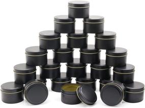 img 4 attached to 🕯️ Aroparc Candle Tin 24 Piece Set - Premium 8oz Containers for Candle Making in Elegant Black