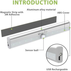 img 2 attached to 💡 OxyLED USB Перезаряжаемая датчик движения Шкаф свет 3-пак - Беспроводные Магнитные наклейки на подшкафные осветительные приборы, Беспроводные светильники на 10 светодиодов для шкафа, гардероба и лестницы