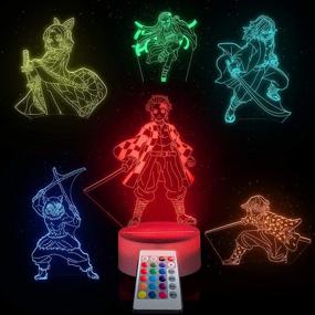 img 4 attached to 🔥 Demon Slayer Nightlight: 6 Characters in 1 - 3D Color Changing LED Lamp - Touch & Remote Control