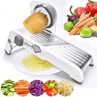 18-function stainless steel adjustable grater - multifunctional manual cutter for vegetables, julienne slicing, fruits, waffles, onions, and potatoes (white) logo