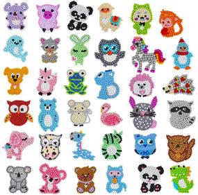 img 4 attached to 🎨 Fun and Easy: 36Pcs 5D Diamond Painting Stickers Kits for Kids and Adults - DIY Art Craft Animal & Sea World Painting with Diamonds