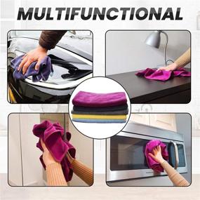 img 3 attached to Premium Microfiber Cleaning Cloth Set - 6 Pack, Highly Absorbent, Extra Thick, Lint Free Kitchen Towels for Home, Car, and Windows