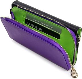 img 2 attached to Kroo Clutch Wallet - Wristlet and Crossbody Strap - Fits Smartphones or Phablets up to 5.7 Inch - Carrying Case - Black/Purple - Frustration-Free Packaging