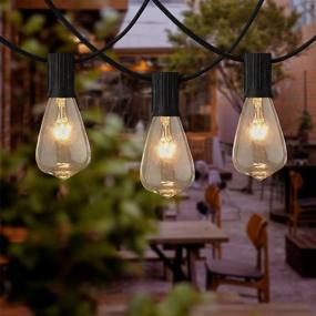 img 4 attached to 🏡 Decorative 10Ft Edison Bulb ST38 Outdoor String Lights for Patio Garden Porch Backyard – Black (Includes 1 Extra Bulb)