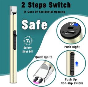 img 3 attached to 🕯️ Candle Lighter, Rechargeable USB Electric Grill Plasma Arc Lighter – Windproof, Flameless, Long Handle with Safety Switch for Candles, Kitchen, Camping, Stove, Firepit – Survival Gold