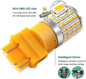 img 3 attached to 🔆 Phinlion Super Bright 3014 72-SMD LED Light Bulbs: Amber Yellow for Turn Signal Blinker Lights Lamps - 3056, 3156, 3057, 3157, 4057, 4157