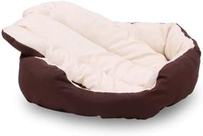 img 2 attached to 🛏️ Long Rich Durable Bolster Sleeper Oval Pet Bed by Happycare Textiles: Brown to Beige Color with Removable Reversible Insert Cushion and Two Additional Pillows