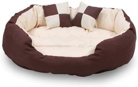 img 3 attached to 🛏️ Long Rich Durable Bolster Sleeper Oval Pet Bed by Happycare Textiles: Brown to Beige Color with Removable Reversible Insert Cushion and Two Additional Pillows