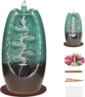 🏮 vimtrysd ceramic backflow incense burner, handcrafted porcelain censer with 150 upgraded incense cones, 35 incense sticks, 1 tweezer, 1 mat, 1 brush - aromatherapy ornamental for office or home logo