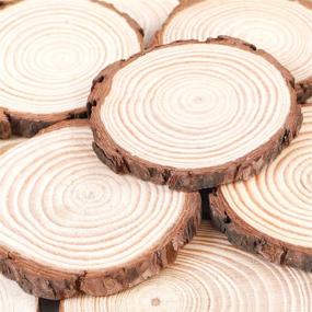 img 2 attached to 🪵 Funarty Natural Wood Slices - 32pcs Craft Wood Kit for DIY Crafts - Unfinished Wooden Circles - 3.5-4.0 Inches