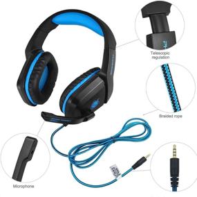 img 2 attached to SENHAI Gaming Headset Earphone 3.5mm Jack with LED Backlit, Mic Stereo Bass, Noise Cancelling - Blue