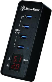 img 2 attached to 💡 SilverStone Technology Smart Four Port USB 3.0 Hub with Fast Charging & Power LED Meter EP03B: Efficient Connectivity and Charging Solution