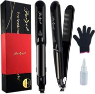 paryoe steam hair straightener - tourmaline ceramic flat iron for straightening and curling hair, with heat-resistance glove, adjustable temperature and dual voltage logo