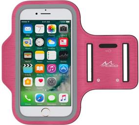 img 4 attached to 📱 Magenta MoKo Phone Armband: Water Resistant, Adjustable Band Compatible with iPhone 11 Pro, X, Xs, 8, 7, 6, 6s, 5s, 5c, SE, 5, 4S, 4 for Running, Walking Fitness - With Key Holder