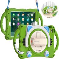 📱 braecn ipad mini generation case kids, shockproof silicone rubber cover - adjustable strap, handle grip, pencil holder, rotating kickstand, hand strap - green logo