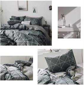 img 2 attached to 🛏️ VClife Men Duvet Cover Cotton Modern Black-Grey Geometric Printed Bedding Sets: Full/Queen Size Reversible Duvet Sets with Zipper Closure & Easy Care, Superior Breathable Cotton Bedding Sets