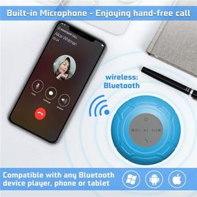 img 2 attached to 🔵 Водонепроницаемый Bluetooth душевой динамик Annlend с присоской - Портативный беспроводный водонепроницаемый динамик для iPhone, телефона, планшета - Встроенный микрофон, динамик - 6 часов воспроизведения - Ванная комната и кухня - Синий