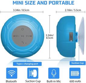 img 1 attached to 🔵 Водонепроницаемый Bluetooth душевой динамик Annlend с присоской - Портативный беспроводный водонепроницаемый динамик для iPhone, телефона, планшета - Встроенный микрофон, динамик - 6 часов воспроизведения - Ванная комната и кухня - Синий