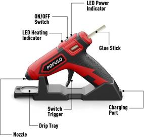 img 3 attached to 🔌 POPULO Wireless Mini Hot Glue Gun Kit - Cordless 3.6V Rechargeable Glue Gun with Stand, Ideal for Quick Home Repairs, DIY Arts and Crafts Projects at School