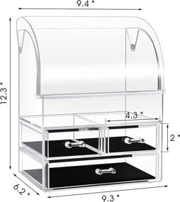 img 3 attached to Clear Acrylic Cosmetic Makeup Organizer with Lid, Relx Dustproof Waterproof Cosmetic 💄 Display Cases, 3 Drawers for Makeup Tools, Lipsticks, Perfume, and Jewelry Storage Box