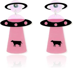 img 4 attached to 💫 Stylish and Lightweight KaFu Spaceship Acrylic Earrings: The Perfect Girls' Jewelry