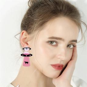 img 2 attached to 💫 Stylish and Lightweight KaFu Spaceship Acrylic Earrings: The Perfect Girls' Jewelry