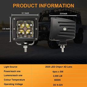 img 3 attached to 🔦 Auxbeam 3-дюймовый Светодиодный Фонарь – 20 ватт Светодиодные Подсветки для Внедорожников: Противотуманные фары, Прожекторный Свет, Водонепроницаемый (Набор из 2)