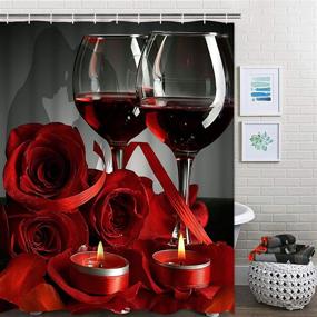 img 1 attached to 🌹 Valentine's Day Bathroom Decor Set: 7-Piece Shower Curtain, Rug, and Towel Bundle with Non-Slip Accessories, Romantic Red Rose Theme and 12 Hooks