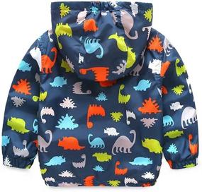 img 3 attached to Dazzling Boys' Hooded Dinosaur Jacket: A Stylish Windbreaker for Outdoor Adventures